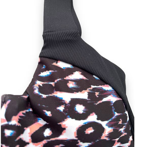 Sanctuary Stay Cool Leopard Print V-Wire Bralette Swim Top | Size S, Black Multi - Picture 6 of 11
